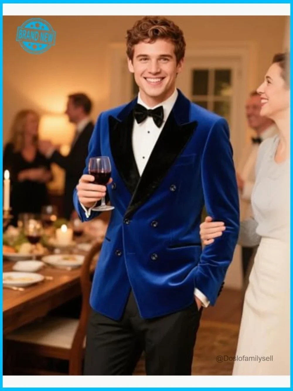 Double Breasted Velvet Tuxedo Suit Set Modern Fitted Formal Elegant Wedding